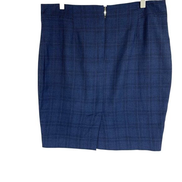 Le Chateau skirt  blue plaid check pattern  straight cut pencil skirt  size12 - Picture 4 of 16